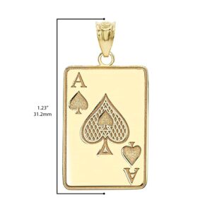 Good Luck Charm Certified 10k Yellow Gold Personalized Name Poker Card Ace Of Spades Hip Hop Pendant