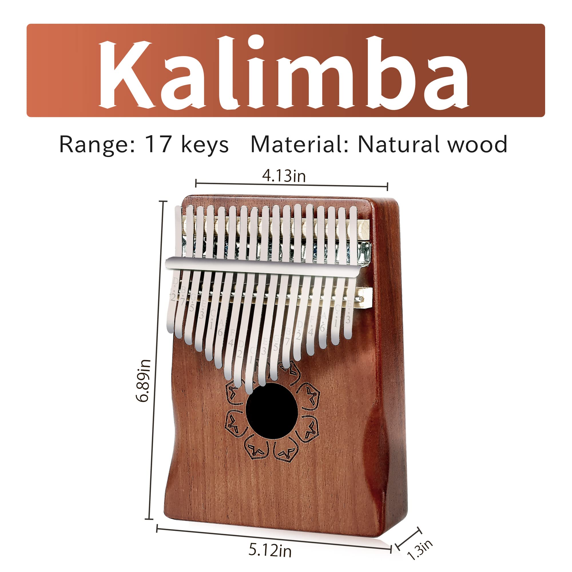 East top Kalimba 17 Keys Thumb Piano musical instrument Finger Piano with Mahogany Wood, Gift for Adults, Beginners and professinals