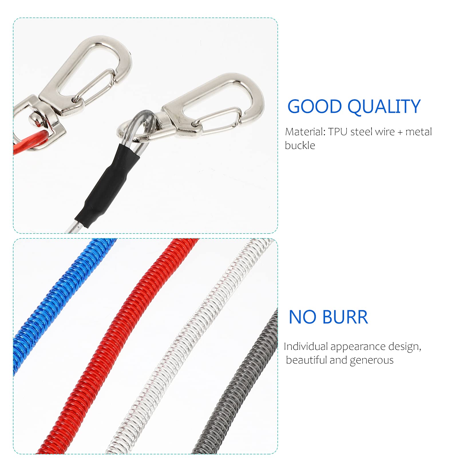 VICASKY 4pcs Miss Rope Wallet Spring Coil Rope Key Lanyard lanyards for Keys for Men Fishing Rope Bag Tool Spiral Spring Lanyard Keyring Accessories TPU Travel Metallic line Steel Wire