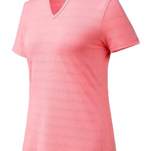 MIER Women's Collarless Golf Polo Shirt - UV Protection, Lightweight & Quick Dry - Pink, M