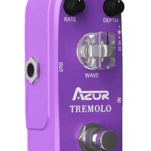 AZOR Pedal Power Adapter with Mini Pedal Tremolo Classic Guitar Effect Pedal