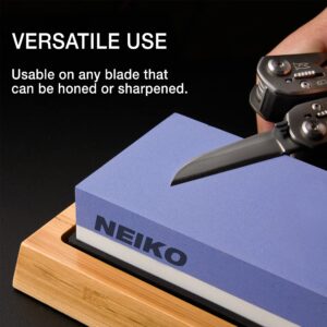 NEIKO 54002A Whetstone 1000/6000, Wet Stone Sharpening Kit, 2Sided, Highly Durable Corundum Water Stone, Angle Guide, Non-Slip Bamboo Base, Knife Sharpening Stone for Knives, Whetstone Knife Sharpener