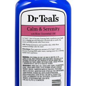 Bundle of Dr Teals Calm & Serenity with Rose Essential Oil (Made with Milk Protein): Pure Epsom Salt Soaking Solution 3 LBS & Foaming Bath 34 FL OZ