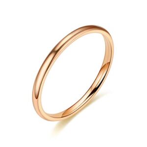 COLORFUL BLING 2mm Thin Titanium Stainless Steel Stackable Band Knuckle Stacking Rings Set Dome Polished Surface Midi Ring Simple for Men Women Wedding Classic Jewelry-6