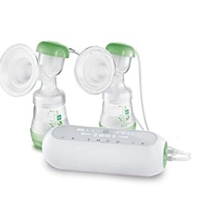 MAM 2-in-1 Double Electric Breast Pump & Manual Breast Pump, Portable Breast Pump with 2 Easy Start Anti-Colic Bottles & Breastfeeding Supplies