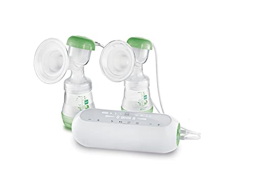 MAM 2-in-1 Double Electric Breast Pump & Manual Breast Pump, Portable Breast Pump with 2 Easy Start Anti-Colic Bottles & Breastfeeding Supplies