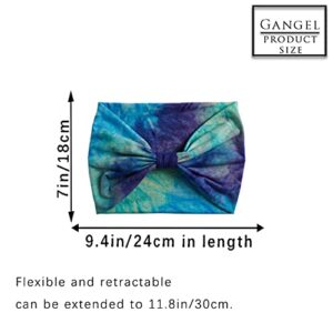 Gangel Boho Headbands Tie Dye Fabric Turban Head Wraps Wide Hair Scarf Yoga Running Hair Accessories for Women and Girls(Pack of 4) (Tie dye)