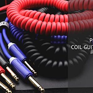 Aestivate Coiled Guitar Cable Electric Instrument Cable 20 ft Curly Instrument Cable Coil Guitar Cable Stretchable Straight to Straight Dual Straight Plugs (Black)