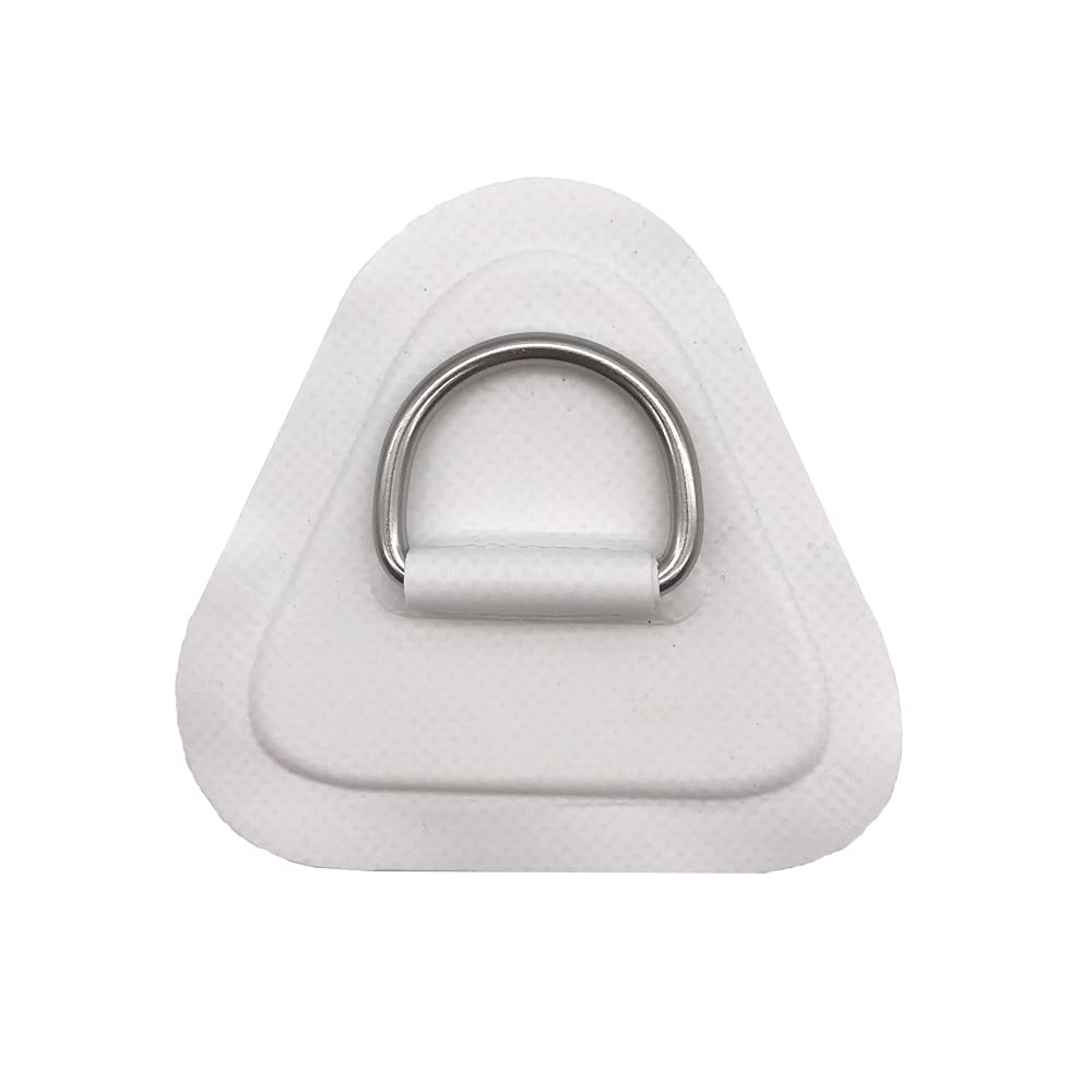 4 Pieces Pad/Patch D Rings for PVC Inflatable Boat Canoe Raft Stainless Steel D-Ring Dinghy Kayak Surfboard Paddle Board (White)