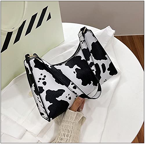 Women Cow Print Shoulder Bag Clutch Purse Underarm Handbag Satchel Zipper Tote Bag Purse