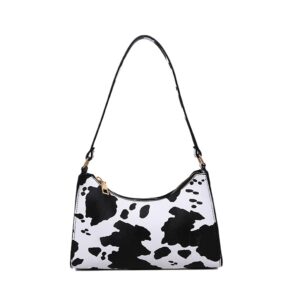 women cow print shoulder bag clutch purse underarm handbag satchel zipper tote bag purse