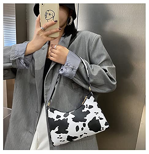 Women Cow Print Shoulder Bag Clutch Purse Underarm Handbag Satchel Zipper Tote Bag Purse