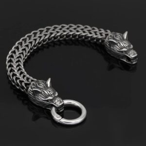 GuoShuang Nordic Viking Stainless Steel Wolf Bracelet Mesh Chain Gold Wolf Punk Bracelets Biker Jewelry (9)