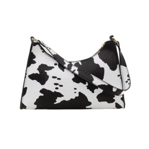 Women Cow Print Shoulder Bag Clutch Purse Underarm Handbag Satchel Zipper Tote Bag Purse