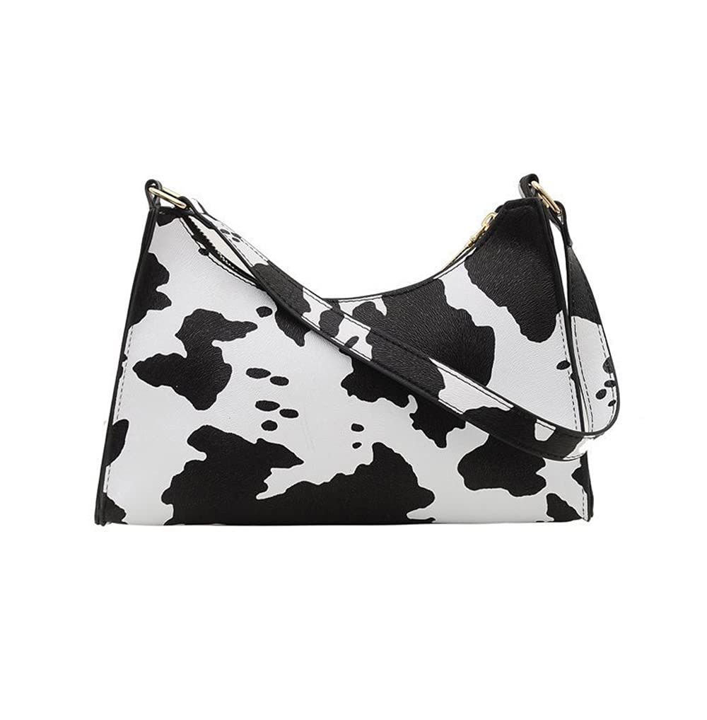 Women Cow Print Shoulder Bag Clutch Purse Underarm Handbag Satchel Zipper Tote Bag Purse