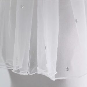 Haraty Crystal Bridal Veils Short 1 Tier Veil Soft Mesh With Comb Wedding Party Bride Veil Hair Accessories for Women Girls (Ivory)