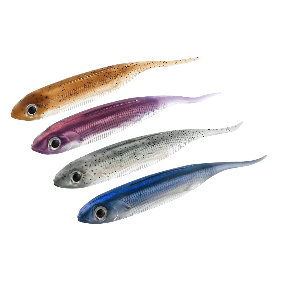 JOHNCOO 20pcs Soft Baits Shad Fishing Lures Paddle Tail Swimbaits Plastic Lures for Bass Trout Fishing Gifts for Men