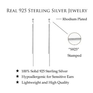 Reffeer Solid 925 Sterling Silver Tassel Chain Dangle Earrings for Women Teens Girls Long Dangle Drop Earrings Minimalist (A-Silver)