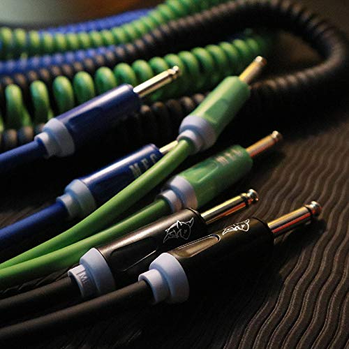 Aestivate Coiled Guitar Cable Electric Instrument Cable 20 ft Curly Instrument Cable Coil Guitar Cable Stretchable Straight to Straight Dual Straight Plugs (Black)