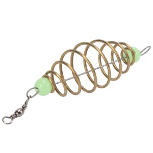 Dilwe Spring Bait Cage, Olive Shape Spring Fishing Tackle Bait Copper Alloy Coil Inline Feeder Lures Cage