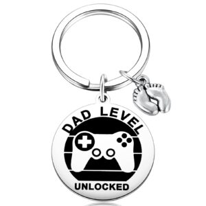 new expecting dad first time father's day, daddy to be, soon to be new dad announce pregnancy, dad unlocked key chain with baby footprint charm