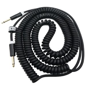 Aestivate Coiled Guitar Cable Electric Instrument Cable 20 ft Curly Instrument Cable Coil Guitar Cable Stretchable Straight to Straight Dual Straight Plugs (Black)