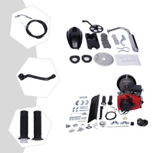 Motorized Bicycle Kit 49CC 4-Stroke Gas Petrol Bike Engine Air-Cooled System Single Cylinder Belt Drive Scooter Engine Conversion Kit for Normal 28” V Frame Bike and 26” ATV Bike (Belt type)