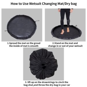 UCEDER 420D Durable Wetsuit Changing Mat/Waterproof Dry-Bag with Drawstring Closure,Surf Change Mat Perfect for Surfers, Beach, Swim,Boating