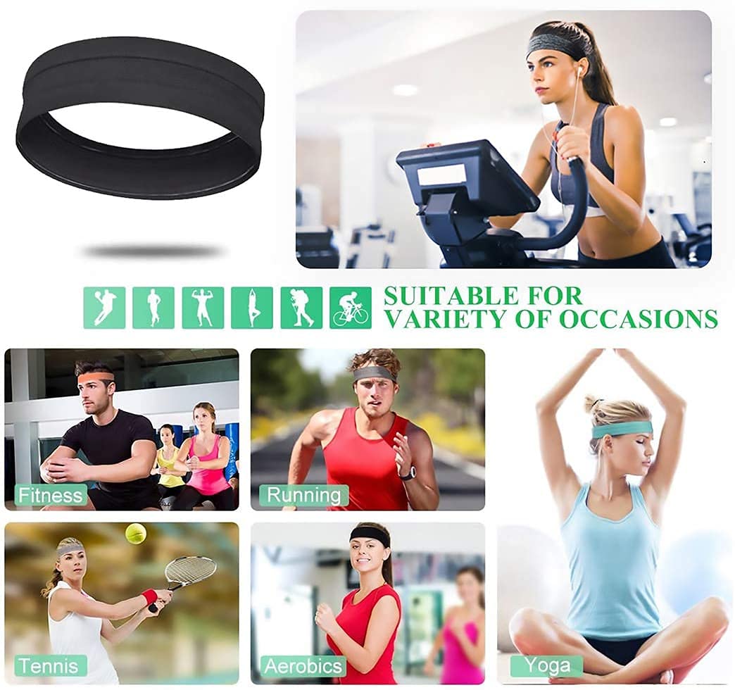 ONEYE Non Slip Headband Workout Headbands for Women Men Solid Sport Headbands Silicone Sweatbands Elastic Sport Hair Bands for Yoga Running Sports Travel Indoor Fitness Gym with 5 PCS