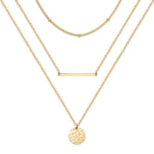 Giftall Bar Necklaces for Women Gold Plated Necklace for Women Layering Necklace for Women 14K Gold Plated Choker Necklace Coin Necklace