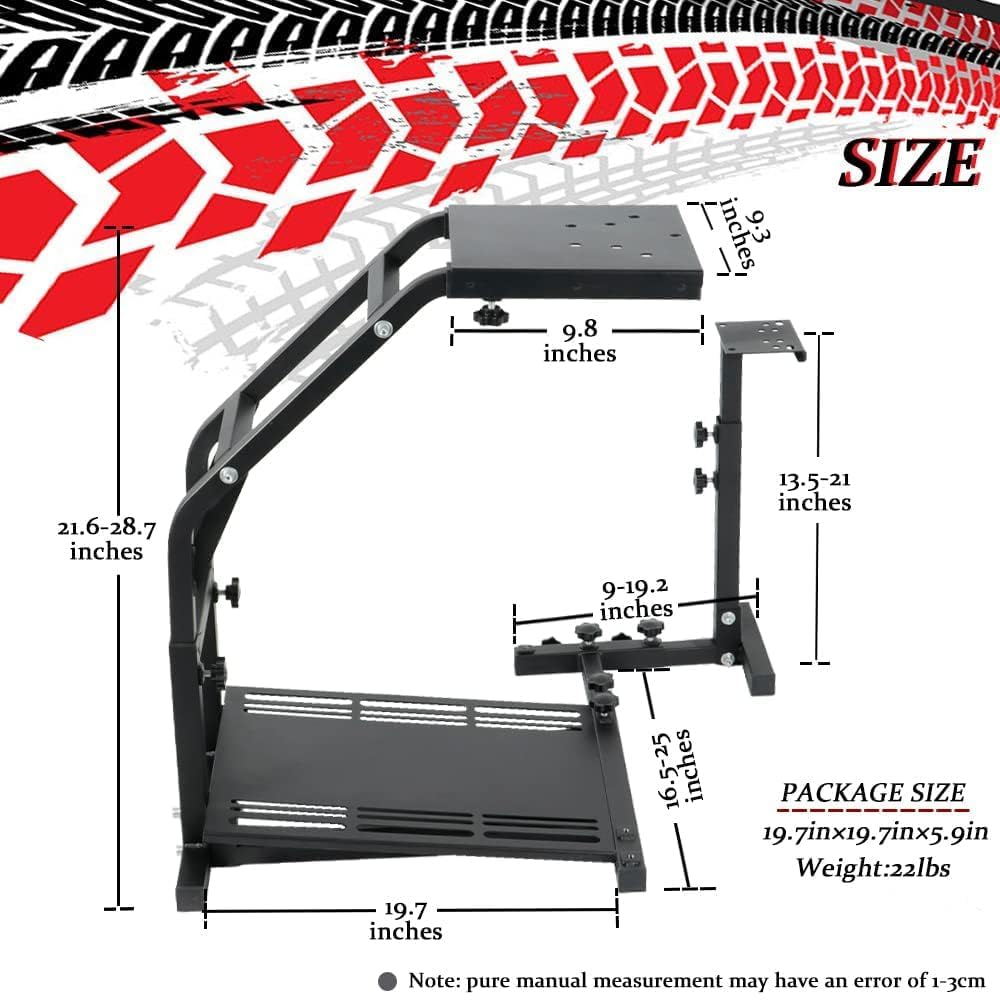 Marada Racing Steering Wheel Stand Adjustable Fit for Logitech Thrustmaster G29 G920 G923 T248 T300 T300RS TX F458 T500 Racing Simulator Cockpit Sim Racing Stand, Shifter Wheel and Pedal Not Included