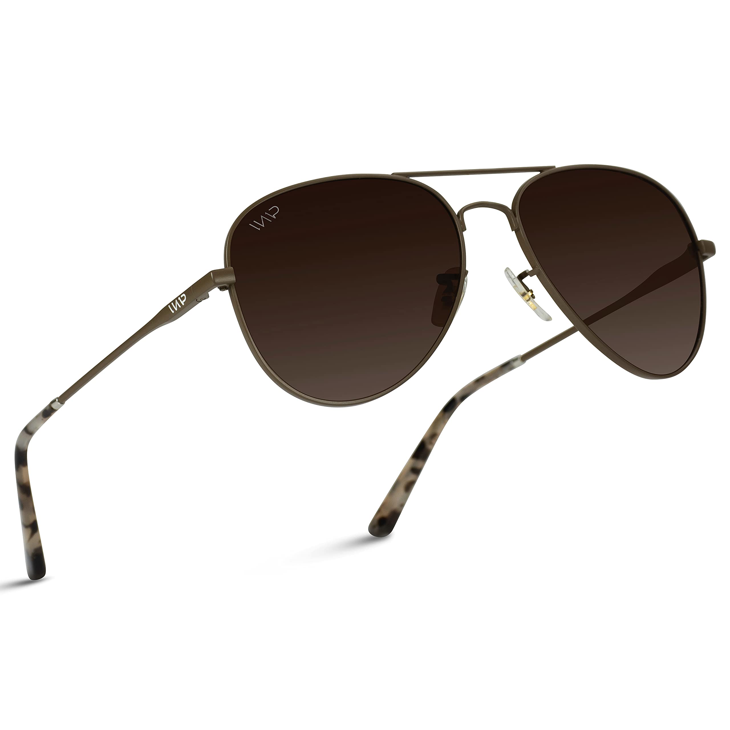 WearMe Pro - Polarized Pilot Style Classic Aviator Sunglasses (Brown Frame/Gradient Brown Lens)