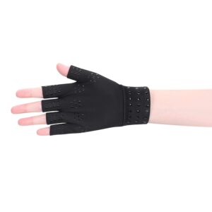 ITODA Compression Wrist Brace Gloves Fingerless Night Sleep Hand Support Computer Typing Non-Slip Elastic Breathable Thumb Wrap for Sports, Gym, Weightlifting, Strain, Joint