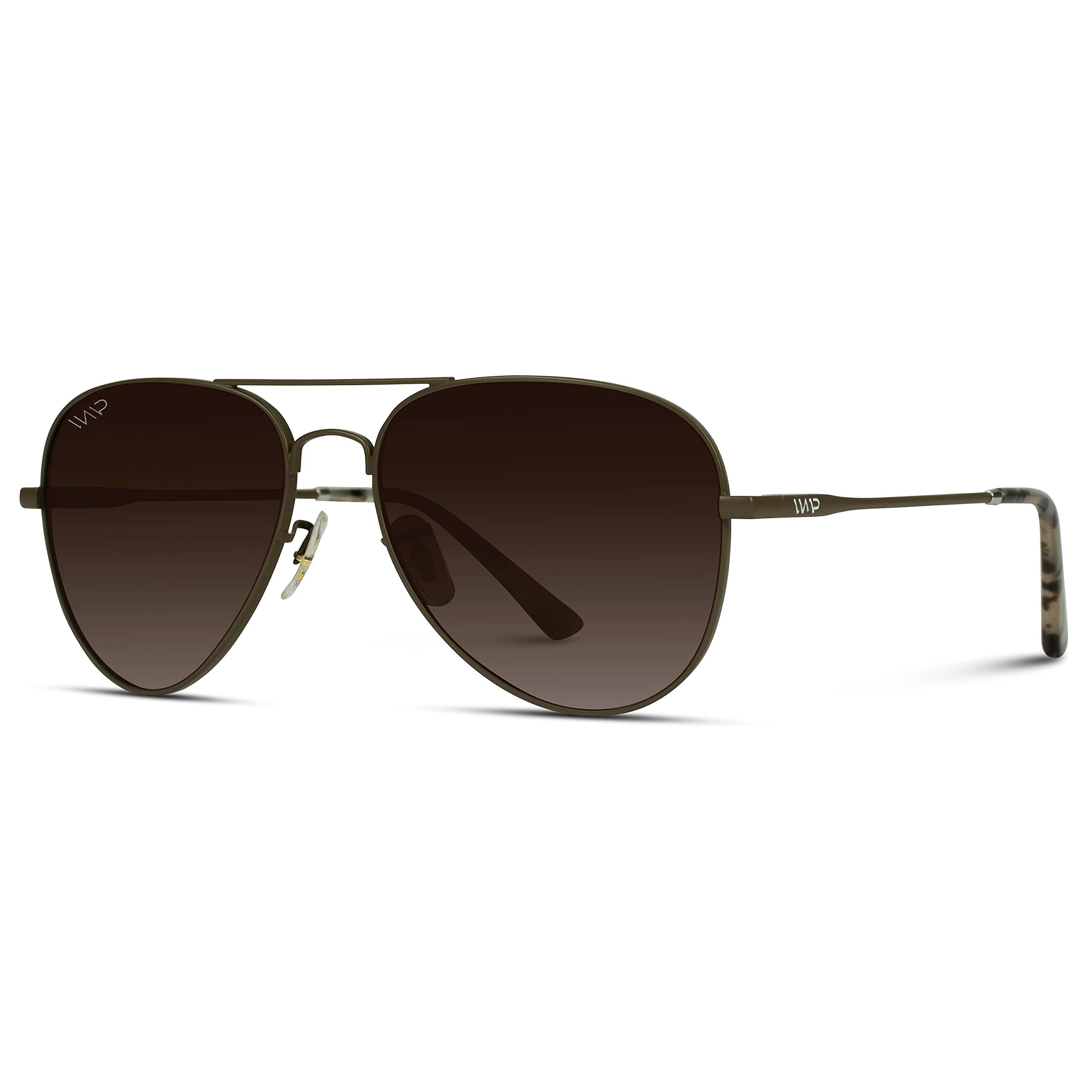 WearMe Pro - Polarized Pilot Style Classic Aviator Sunglasses (Brown Frame/Gradient Brown Lens)