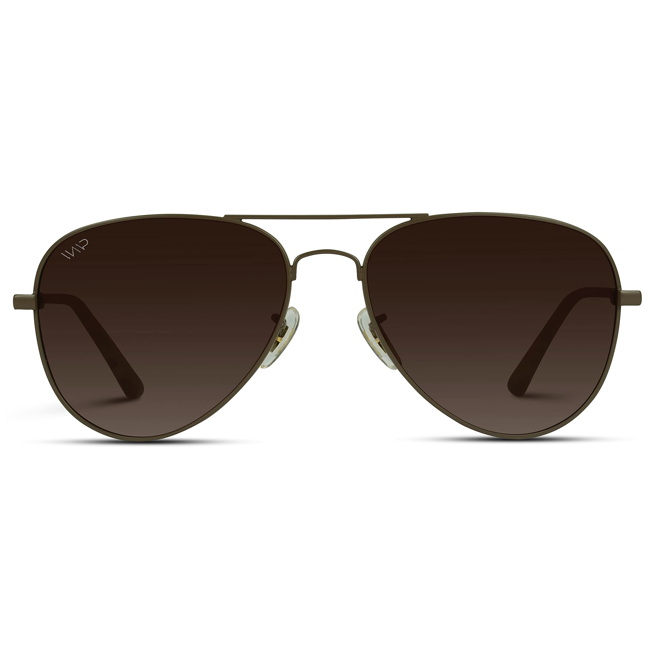 WearMe Pro - Polarized Pilot Style Classic Aviator Sunglasses (Brown Frame/Gradient Brown Lens)