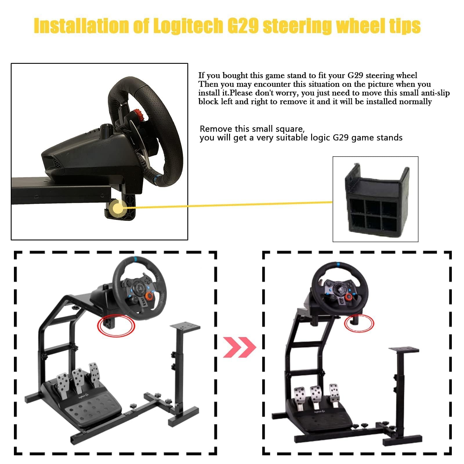 Marada Racing Steering Wheel Stand Adjustable Fit for Logitech Thrustmaster G29 G920 G923 T248 T300 T300RS TX F458 T500 Racing Simulator Cockpit Sim Racing Stand, Shifter Wheel and Pedal Not Included