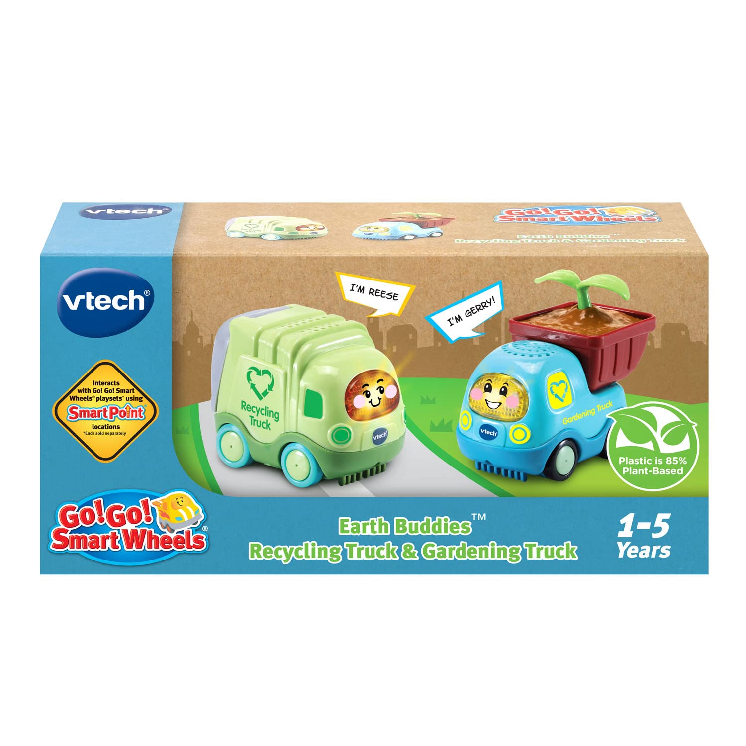 VTech Go! Go! Smart Wheels Earth Buddies Vehicle 2-Pack with Gardening Truck and Recycling Truck