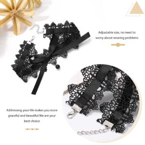 JEAIRTS Black Lace Choker Necklace Velvet Bow-knot Necklaces Halloween Costume Necklace Jewelry Accessories for Women