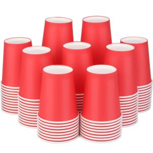 [110 Pack] Paper Cups 9 Oz, Red Paper Cups Party,Disposable Paper Coffee Cup, Hot or Cold Beverage Drinking Paper Cups, Paper Cups for Party, Picnic, BBQ, Travel, and Event(Red)