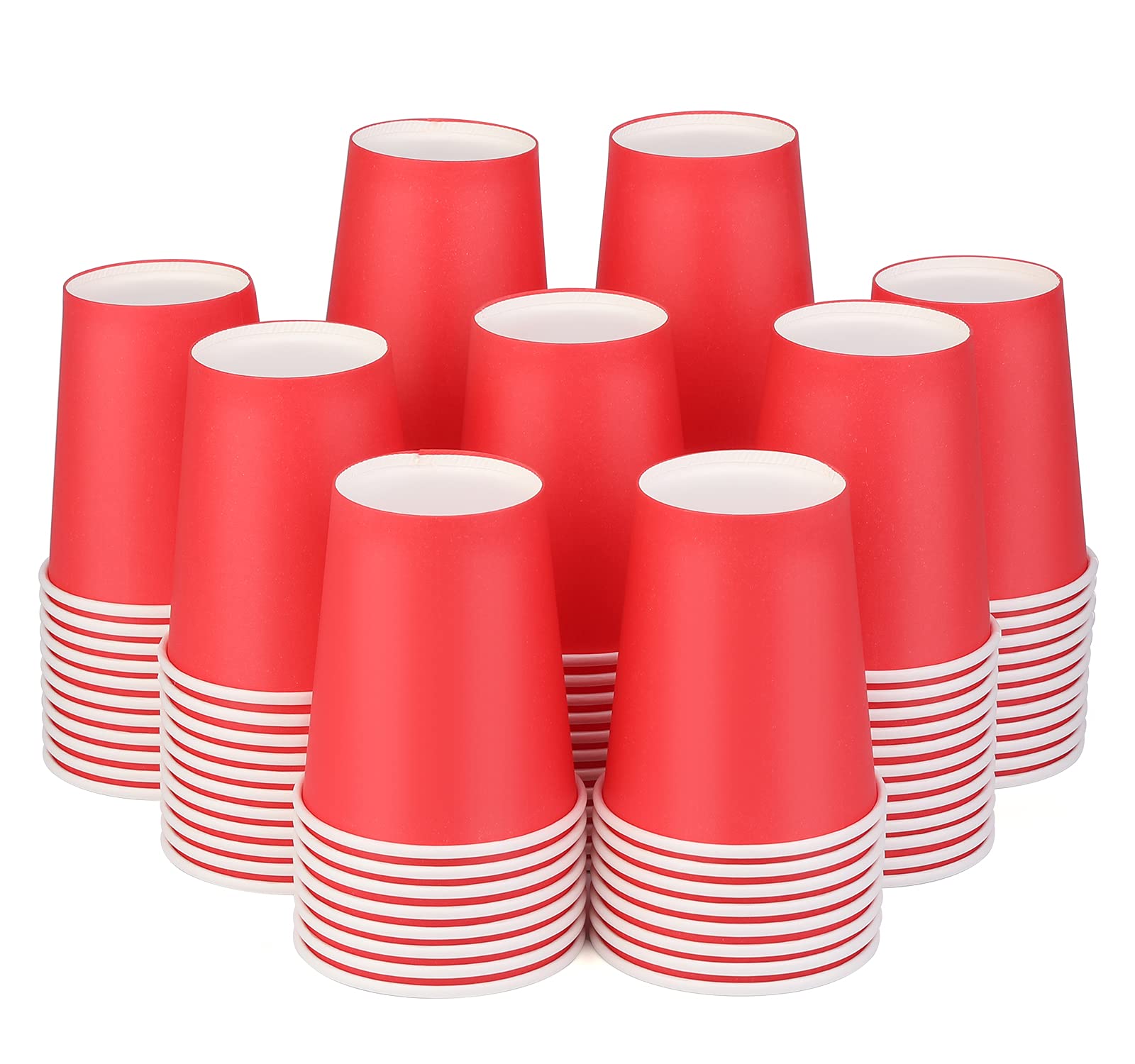 [110 Pack] Paper Cups 9 Oz, Red Paper Cups Party,Disposable Paper Coffee Cup, Hot or Cold Beverage Drinking Paper Cups, Paper Cups for Party, Picnic, BBQ, Travel, and Event(Red)