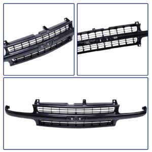 JustDrivably Front Grille Grill Assembly Black Compatible With Chevrolet Silverado 1500 2500 1999-2002 & Suburban 1500 2500 & Tahoe 2000-2006