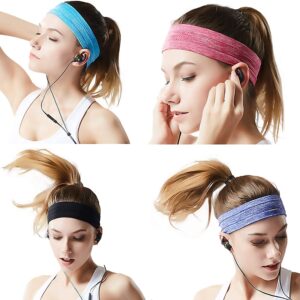 ONEYE Non Slip Headband Workout Headbands for Women Men Solid Sport Headbands Silicone Sweatbands Elastic Sport Hair Bands for Yoga Running Sports Travel Indoor Fitness Gym with 5 PCS