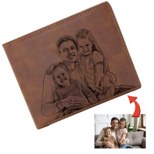 SeeWeLove Custom Wallets for Men Personalized Photo Wallet Engraved Wallet with Picture Customized Gift for Him Boyfriend Dad Father Husband, Slim Bifold Wallet