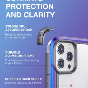 RAPTIC Shield for iPhone 13 Pro Case, Shockproof Protective Clear Case, Military 10ft Drop Tested, Durable Aluminum Frame, Anti-Yellowing Technology Case for iPhone 13 Pro, Iridescent