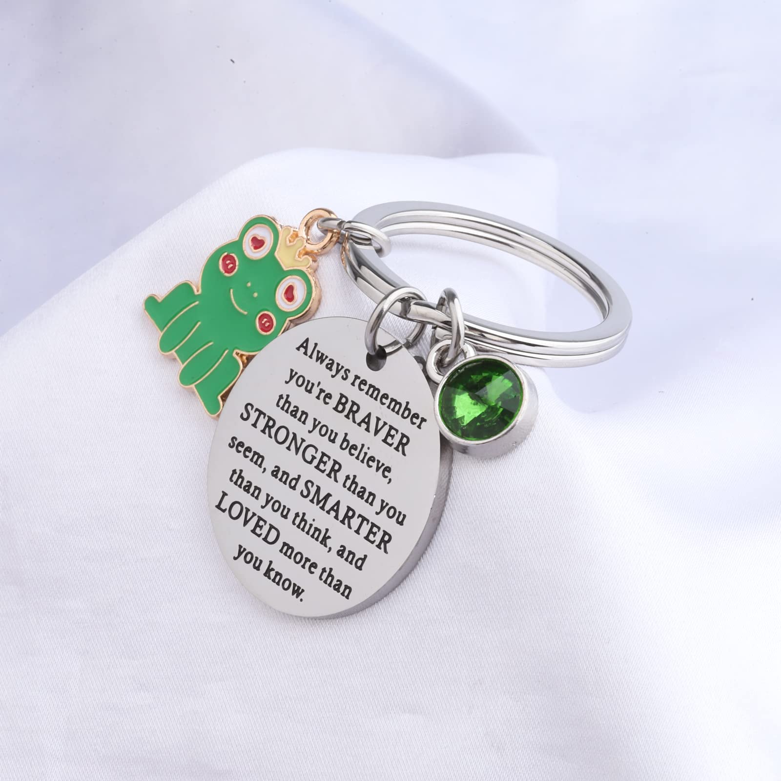 WSNANG Frog Keychain Frog Lovers Gift You Are Braver Stronger Smarter Than You Think Keychain Insect Animal Lover Gift (Frog Always KC)