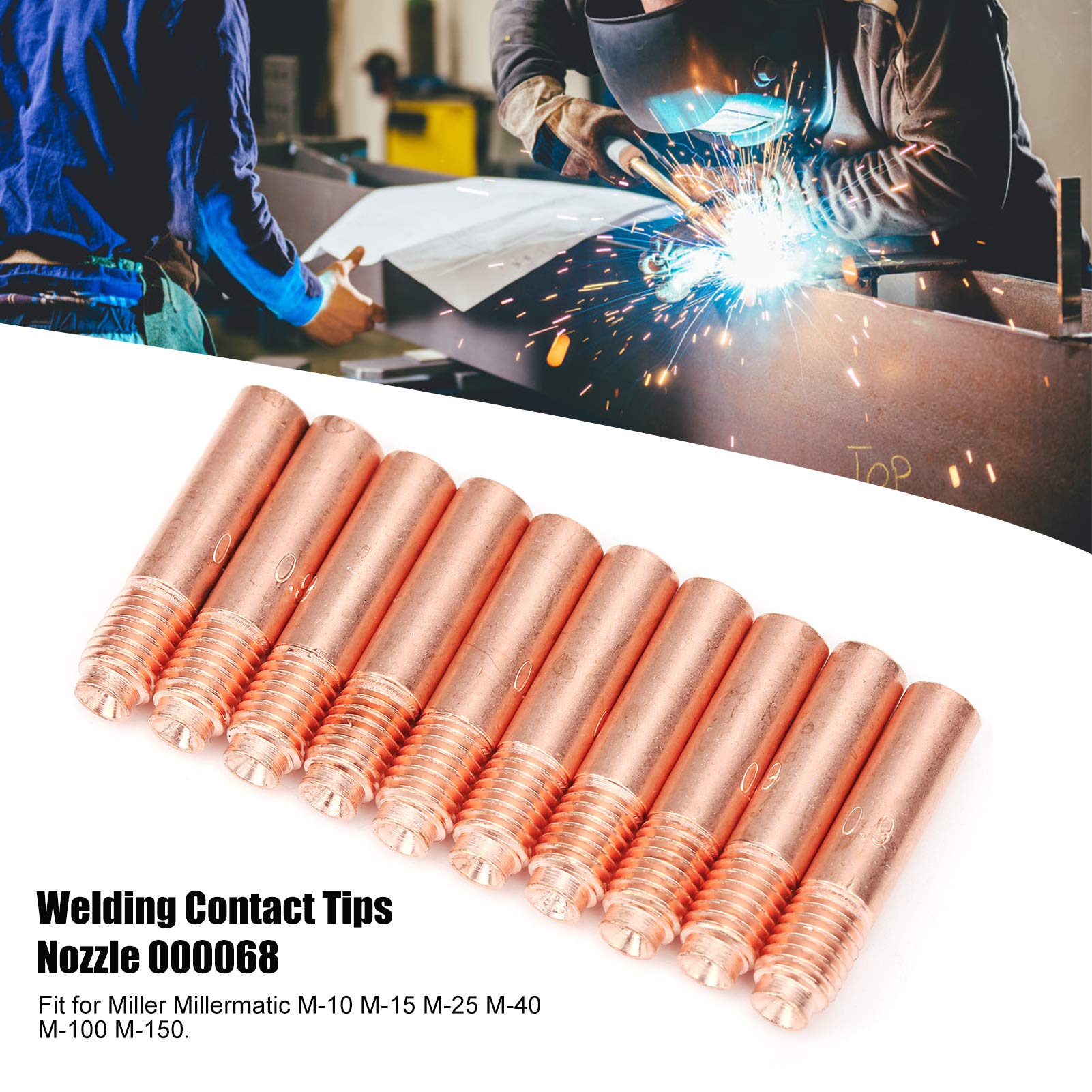 20 Pcs Welding Tips,Replacement Welding Tips Nozzle 000068,Fit for Miller Millermatic M‑10 M‑15 M‑25 M‑40 M‑100 M‑150