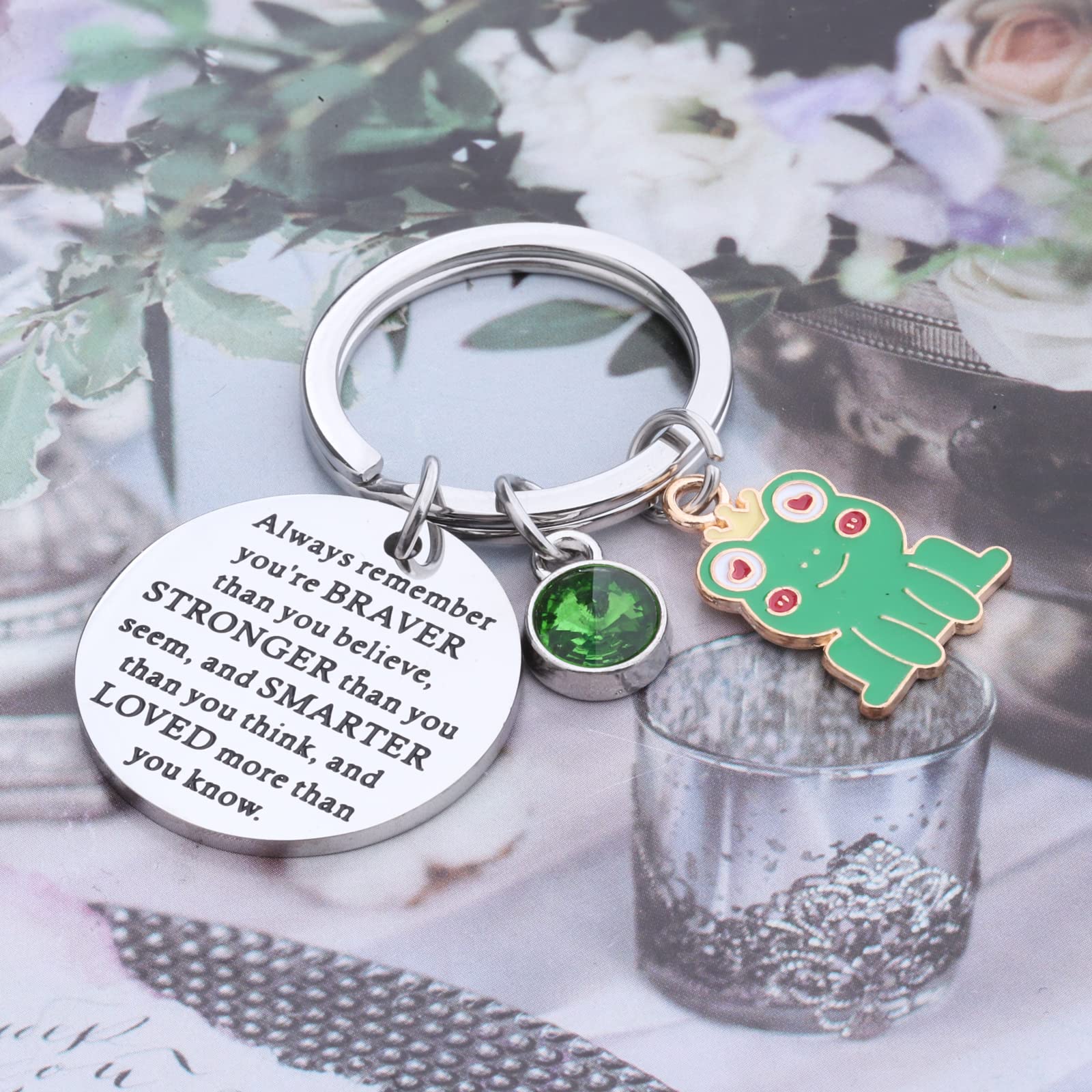 WSNANG Frog Keychain Frog Lovers Gift You Are Braver Stronger Smarter Than You Think Keychain Insect Animal Lover Gift (Frog Always KC)