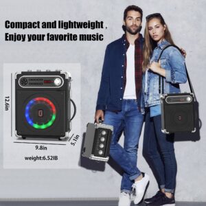 JYX Karaoke Machine with Two Wireless Microphones, Portable Bluetooth Speaker with Bass/Treble Adjustment, PA System with Remote Control, LED Lights,Supports TF Card/USB, AUX IN, FM, REC,TWS for Party