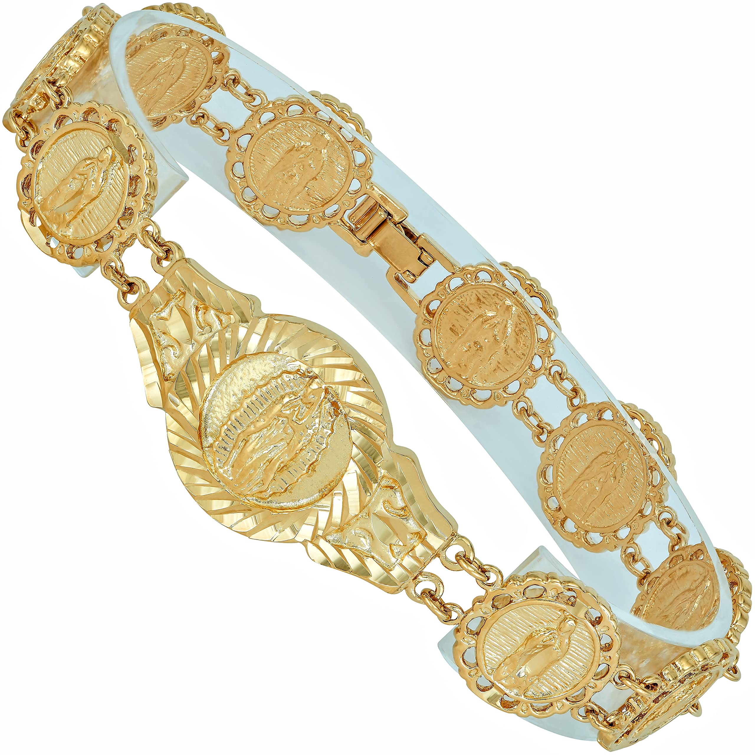 LIFETIME JEWELRY Lady of Guadalupe Emblem Link Bracelet for Men & Women 24K gold plated (7)