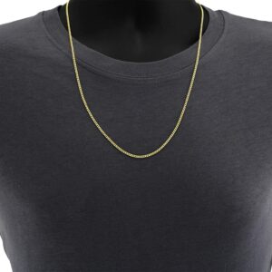 Verona Jewelers 10K Gold Unisex 2.2mm Italian Cuban Curb Link Chain Necklace- 10K Necklaces, 10 Karat Gold Chain, 16" 18" 20" 24" 30" (30.00, 2.2MM)